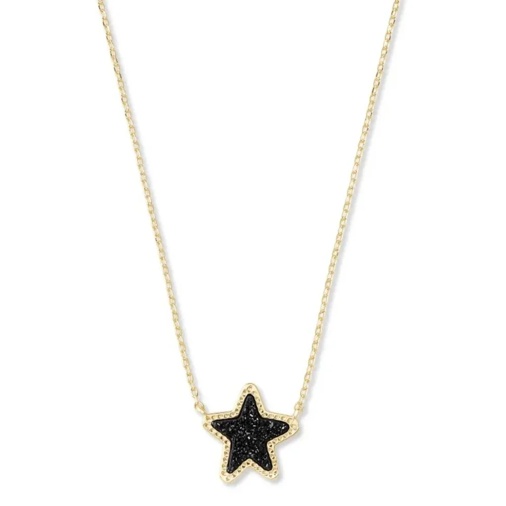 Kendra Scott Jae Star Black Drusy Necklace Gold Plated - Picture 6 of 6